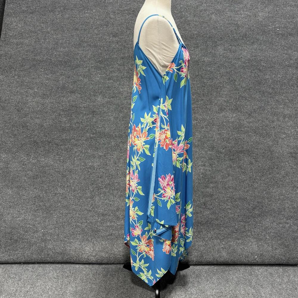 Tommy Bahama Dress Womens S/M Blue Sun Lilies Scarf Maxi V Neck Asym Hem Floral - Picture 3 of 11
